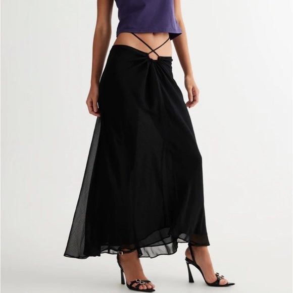 Lioness Cipriani Skirt - Midi or Maxi Length, Black, Waist Tie Feature - Picture 1 of 10